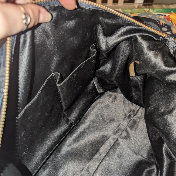 Vintage Y2K Coach Black/Navy Metallic Large Front Flap Carryall Satchel Purse - Picture 15 of 15